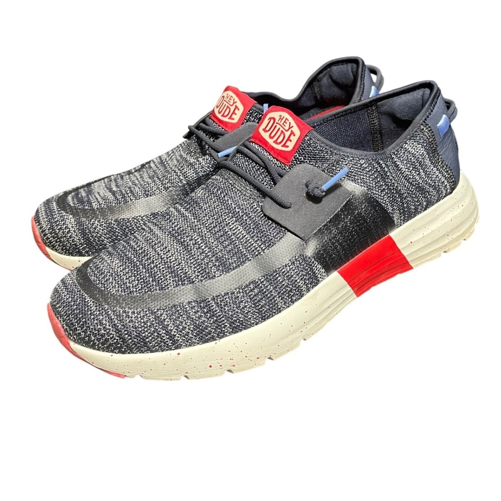 Hey Dude Sirocco M Sport Mode Mens Size 13 Navy Red Slip On Sneakers Shoes